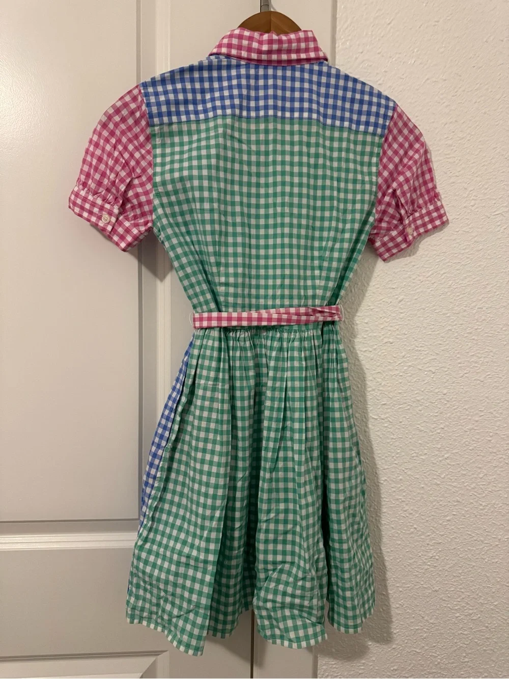 NWT Polo Ralph Lauren Girls Patchwork Gingham Cotton Poplin Shirt Dress 12
